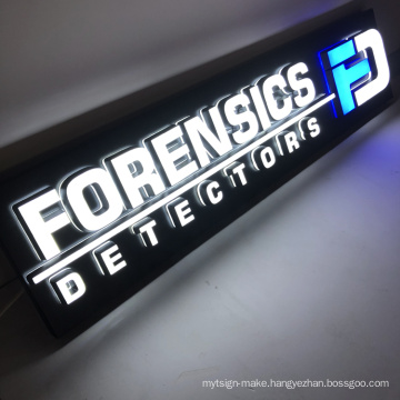 OEM advertising waterproof  illuminated design letters  company name 3d acrylic led logo sign baked backing board signage